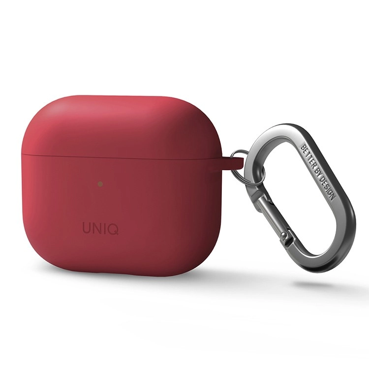 Чехол Uniq NEXO Liquid silicone +carabin +Sports ear hooks для AirPods 3  Коралловый