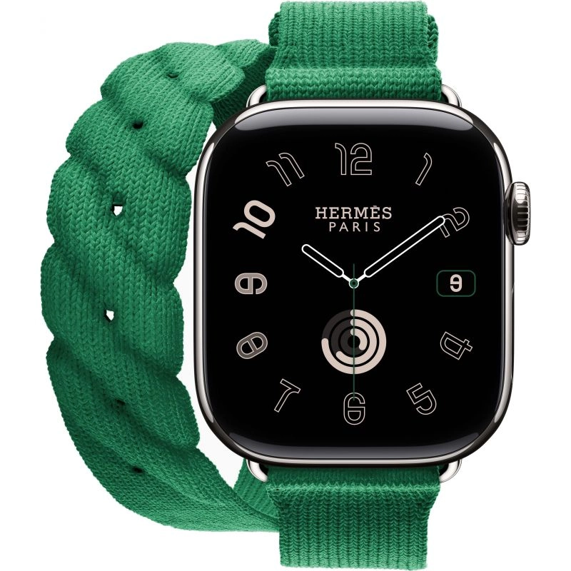 Смарт-часы Apple Watch S10 Hermes - 42 mm браслет Torsade Double Tour (Vert Moyen | зеленый)