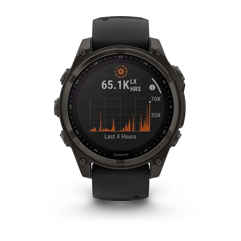 Смарт-часы Garmin Fenix 8 Solar Sapphire - 47 mm, Титановый, угольно-серый безель с DLC-покрытием, черный ремешок