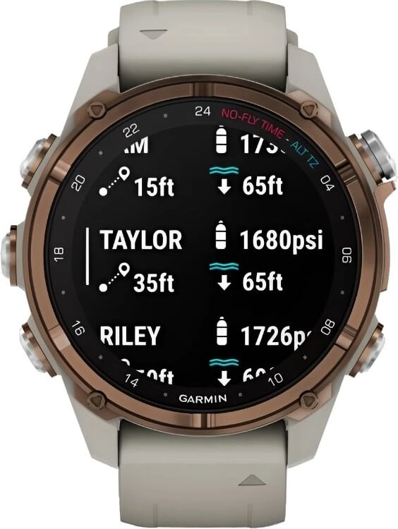 Смарт-часы Garmin Descent Mk3i - 43 mm, Титановый, бронзовый безель с PVD-покрытием, серый силиконовый ремешок