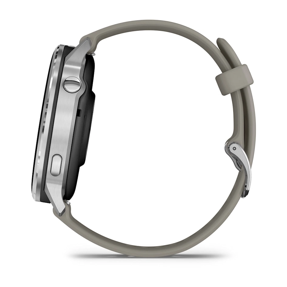 Смарт-часы Garmin Venu 4 - 45 mm, Серебристый, серый силиконовый ремешок