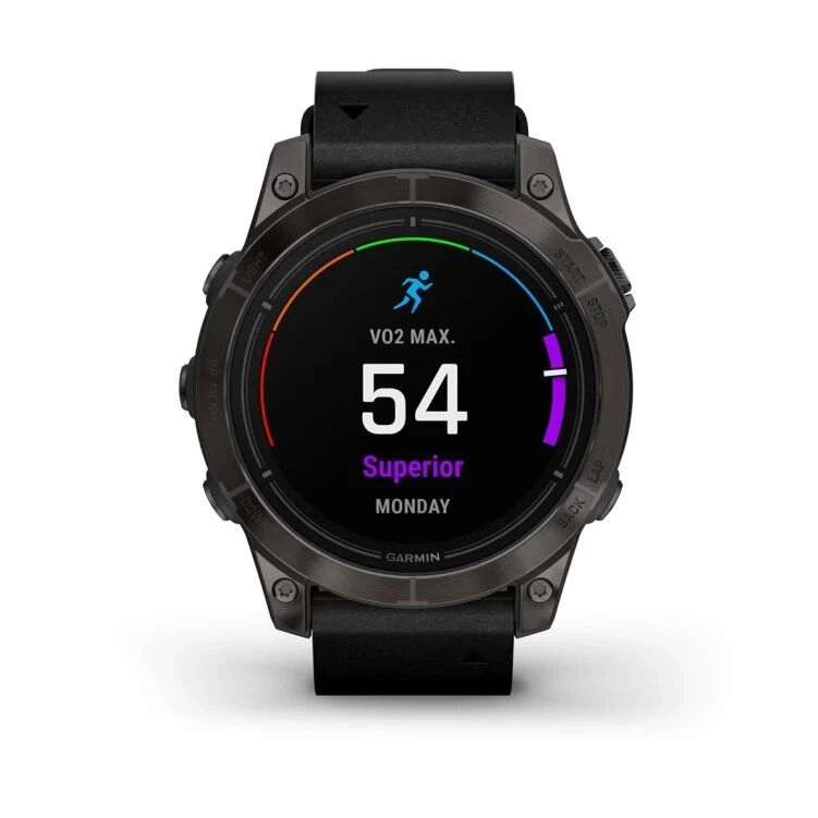 Смарт-часы Garmin Epix Pro (Gen 2) Sapphire Edition - 47 mm, Титановый, угольно-серый безель с DLC-покрытием, черный кожаный ремешок