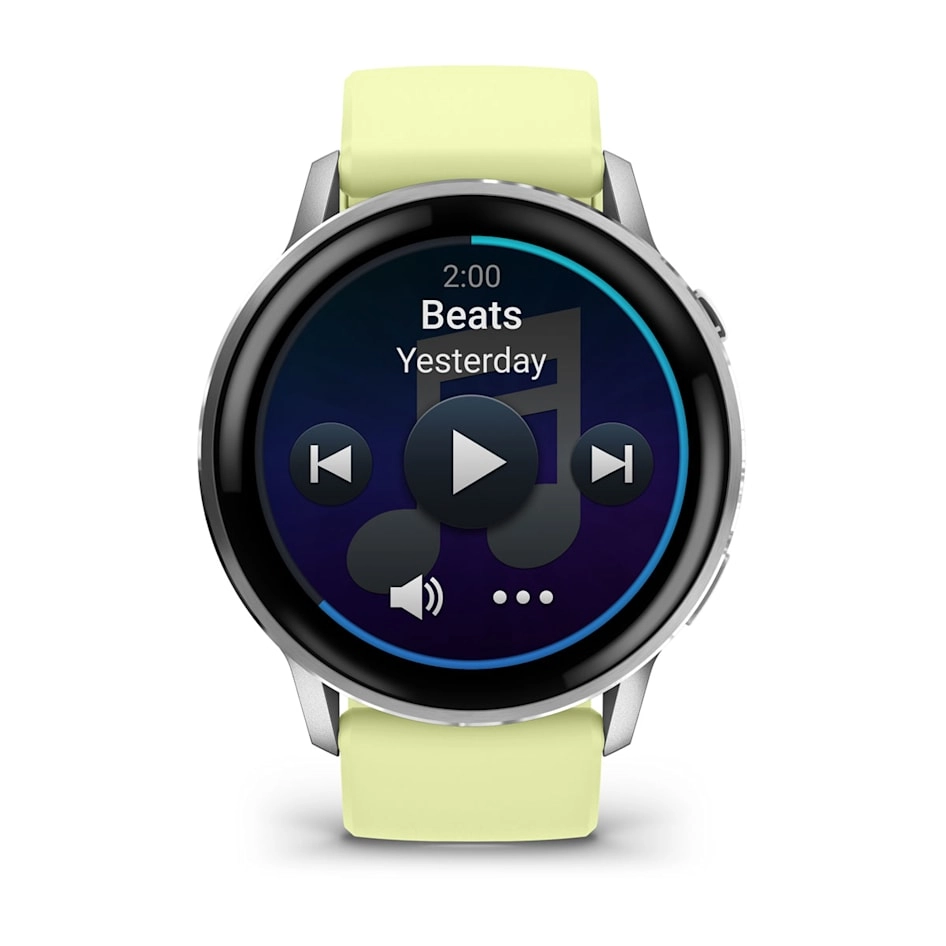 Смарт-часы Garmin Venu 4 - 45 mm, Серебристый , лимонный силиконовый ремешок
