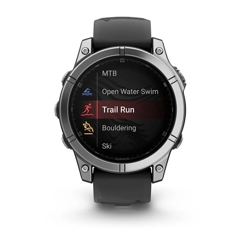 Смарт-часы Garmin Fenix E Amoled - 47 mm, Серый с серебристым стальным безелем | черный силиконовый ремешок