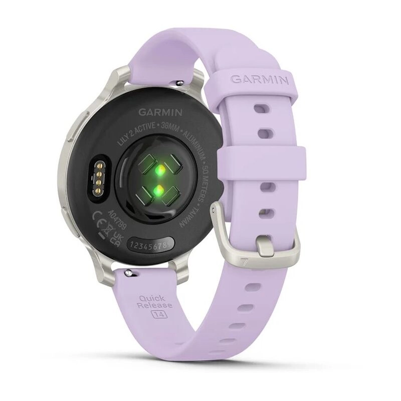 Смарт-часы Garmin Lily 2 Active - 38 mm, Серебристый безель, фиолетовый силиконовый ремешок