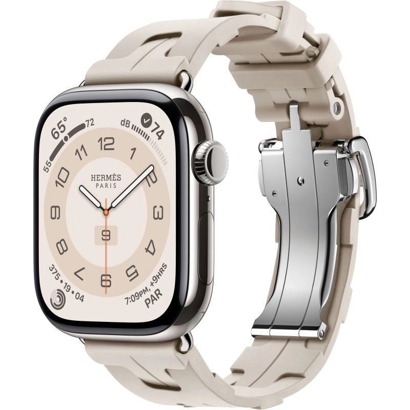 Смарт-часы Apple Watch S10 Hermes - 42 mm браслет Kilim Single Tour (Béton | бежевый)