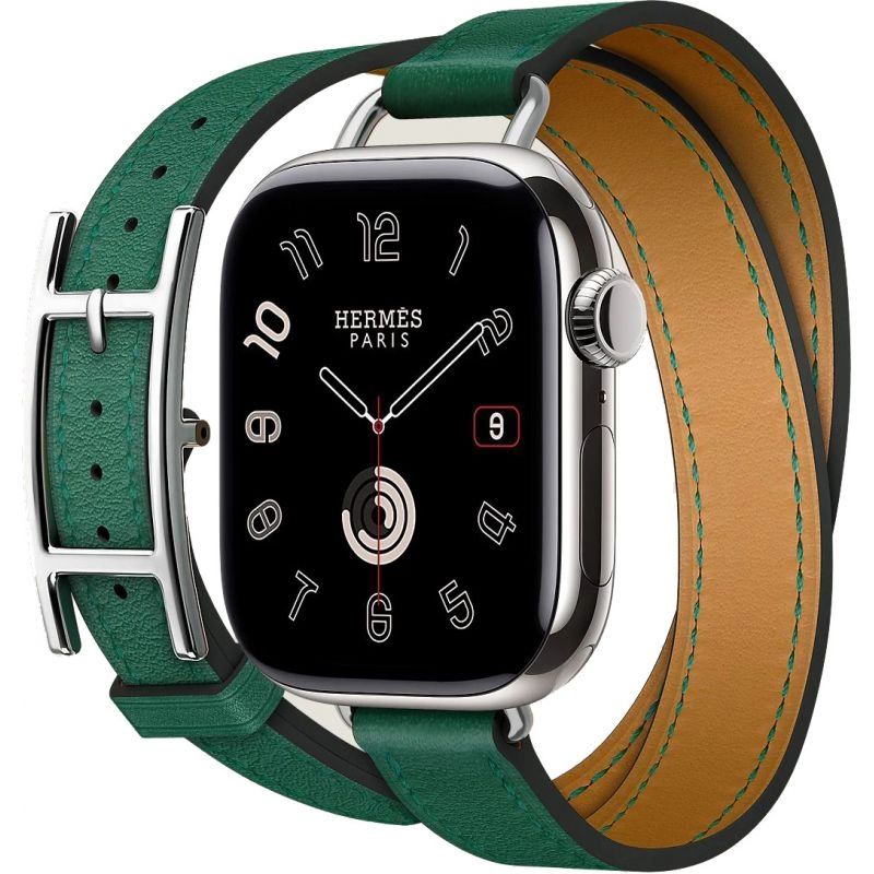 Смарт-часы Apple Watch S10 Hermes - 42 mm браслет Double Tour Hapi Attelage (Vert Moyen | зеленый)