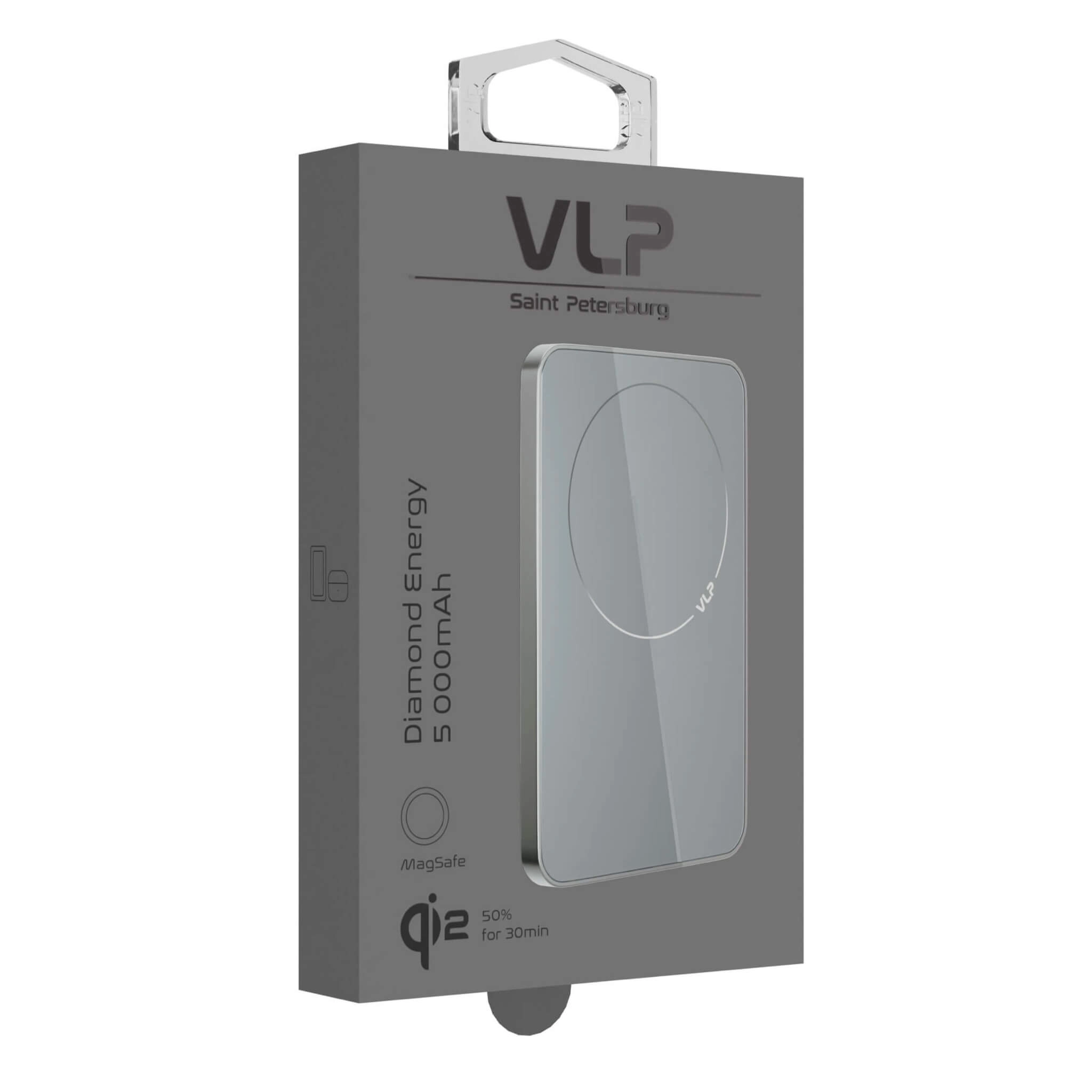 Внешний аккумулятор MagSafe VLP Diamond Energy (Qi2) 5000 мА·ч, натуральный титановый