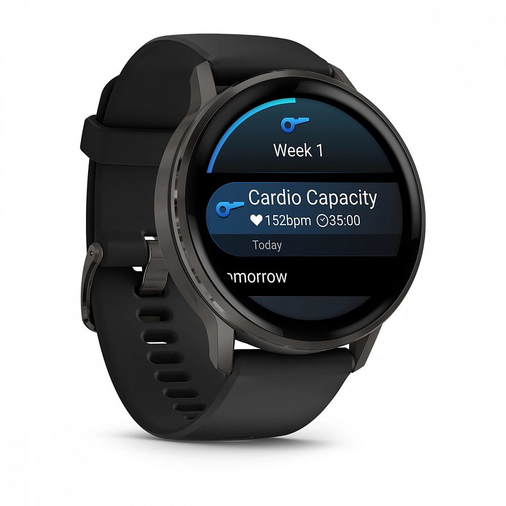 Смарт-часы Garmin Venu 4 - 45 mm, Темно-серый, черный силиконовый ремешок