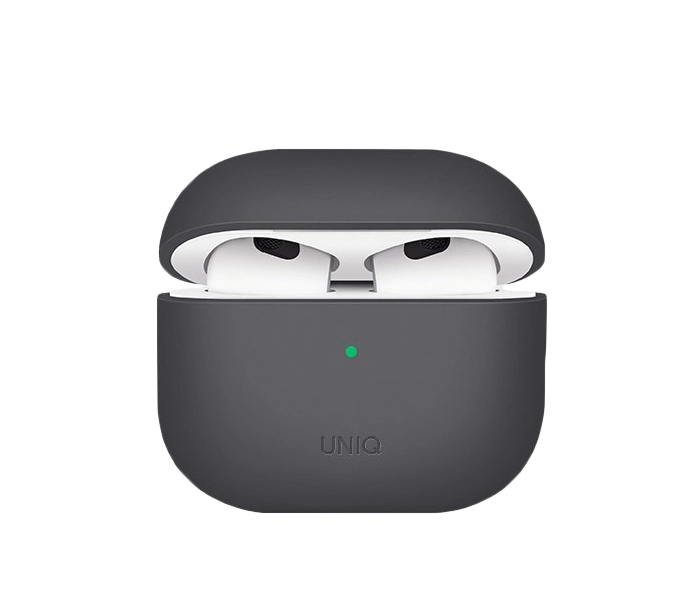 Чехол с карабином Uniq Lino Liquid Silicone для AirPods 3 Серый
