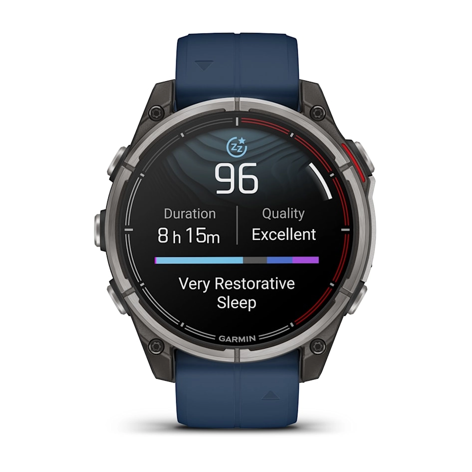 Смарт-часы Garmin Quatix 8 - 47 mm, Amoled, Sapphire, Титановый, синий силиконовый ремешок
