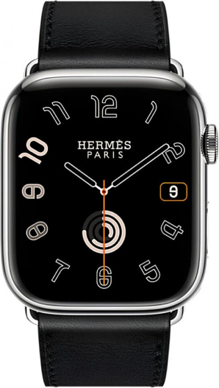 Смарт-часы Apple Watch S10 Hermes - 42 mm браслет Leather Single Tour Etoupe, (Noir | черный)