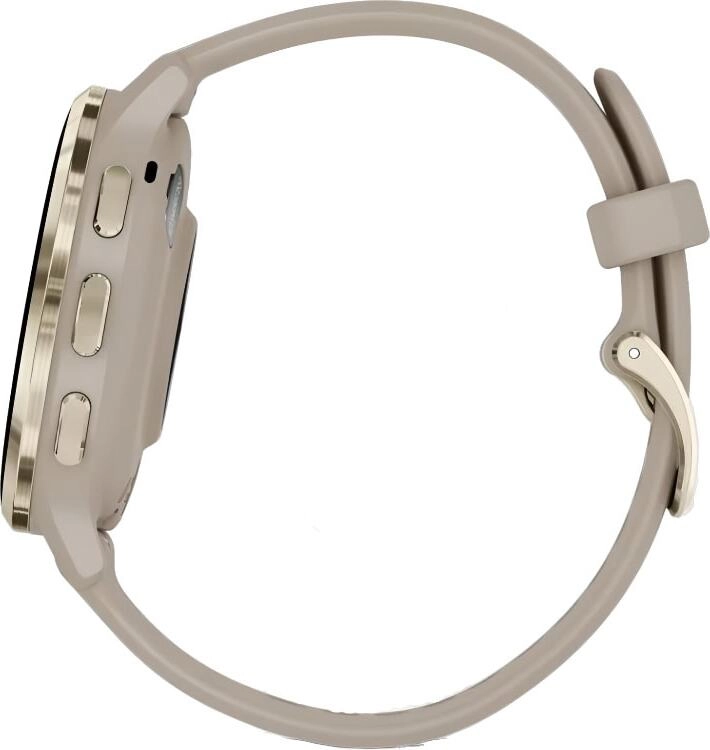 Смарт-часы Garmin Venu 3S - 41 mm, цвет "Французский серый" с золотистым безелем, бежевый ремешок