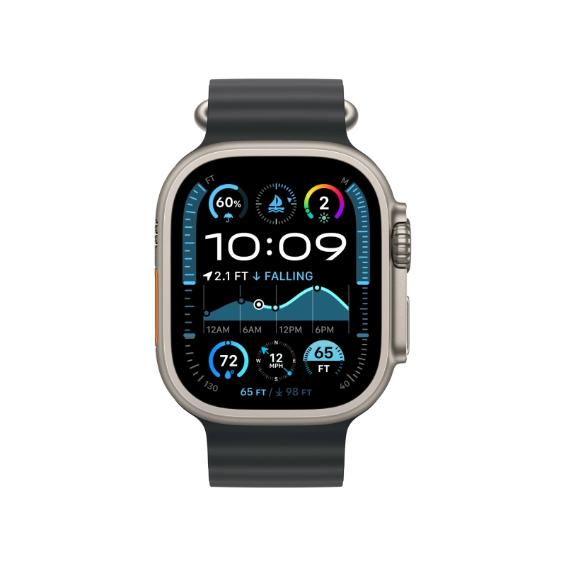Смарт-часы Apple Watch Ultra 2 (2024) GPS + Cellular - 49 mm Natural Titanium case | ремешок Ocean band | цвет Черный