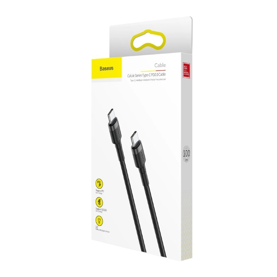 Кабель Baseus Cafule Series Type-C PD2.0 60W Flash charge Cable (20V 3A) 1M (CATKLF-GG1) - Gray black