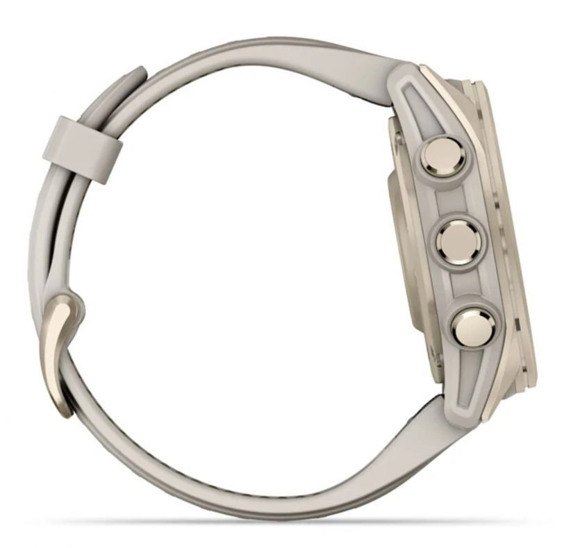 Смарт-часы Garmin Fenix 8 Amoled - 43 mm, Золотистый, дымчато-серый силиконовый ремешок