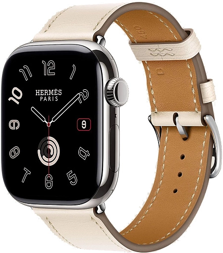 Смарт-часы Apple Watch S10 Hermes - 46 mm браслет Leather Single Tour Etoupe, (Béton | бежевый)