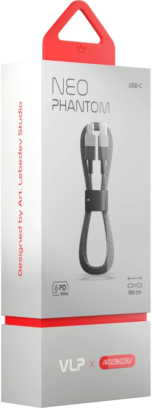 Кабель VLP NEO Phantom USB-C, 100Вт, 1.5м, серый