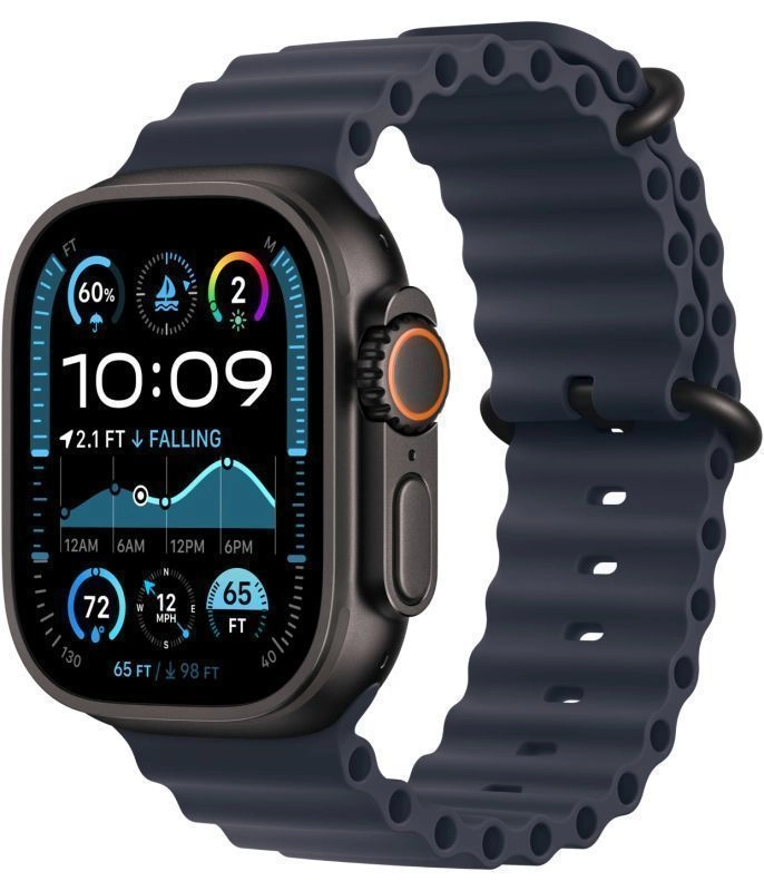 Смарт-часы Apple Watch Ultra 2 (2024) GPS + Cellular - 49 mm Black Titanium case | ремешок Ocean band | цвет Темно-синий