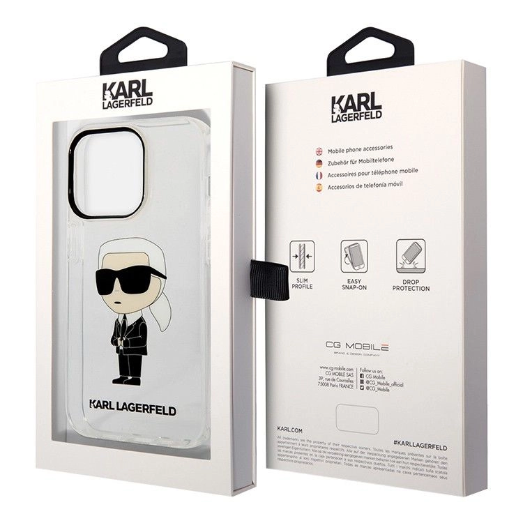 Lagerfeld для iPhone 15 Pro Max чехол PC/Термополиуретан NFT Karl Ikonik Hard Transparent