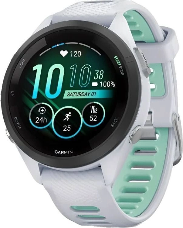 Смарт-часы Garmin Forerunner 265S - 42 mm, Белый, бело-бирюзовый ремешок