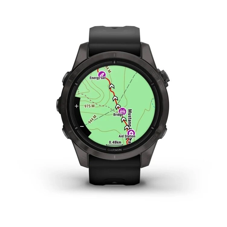Смарт-часы Garmin Epix Pro (Gen 2) Sapphire Edition - 42 mm, Титановый, угольно-серый безель с DLC-покрытием, черный ремешок