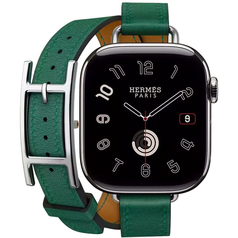 Смарт-часы Apple Watch S10 Hermes - 42 mm браслет Double Tour Hapi Attelage (Vert Moyen | зеленый)