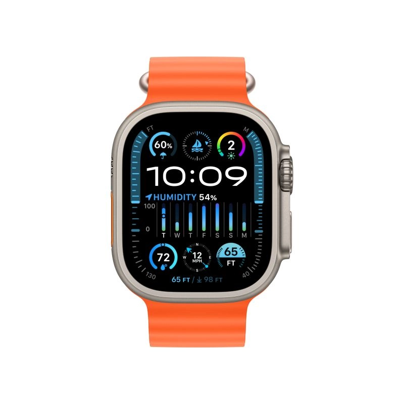 Смарт-часы Apple Watch Ultra 2 (2024) GPS + Cellular - 49 mm Natural Titanium case | ремешок Ocean band | цвет Оранжевый