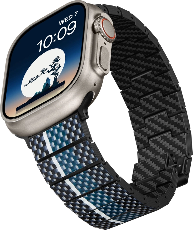 Ремешок Pitaka Moon для Apple Watch, 38/49 мм, карбон, синий