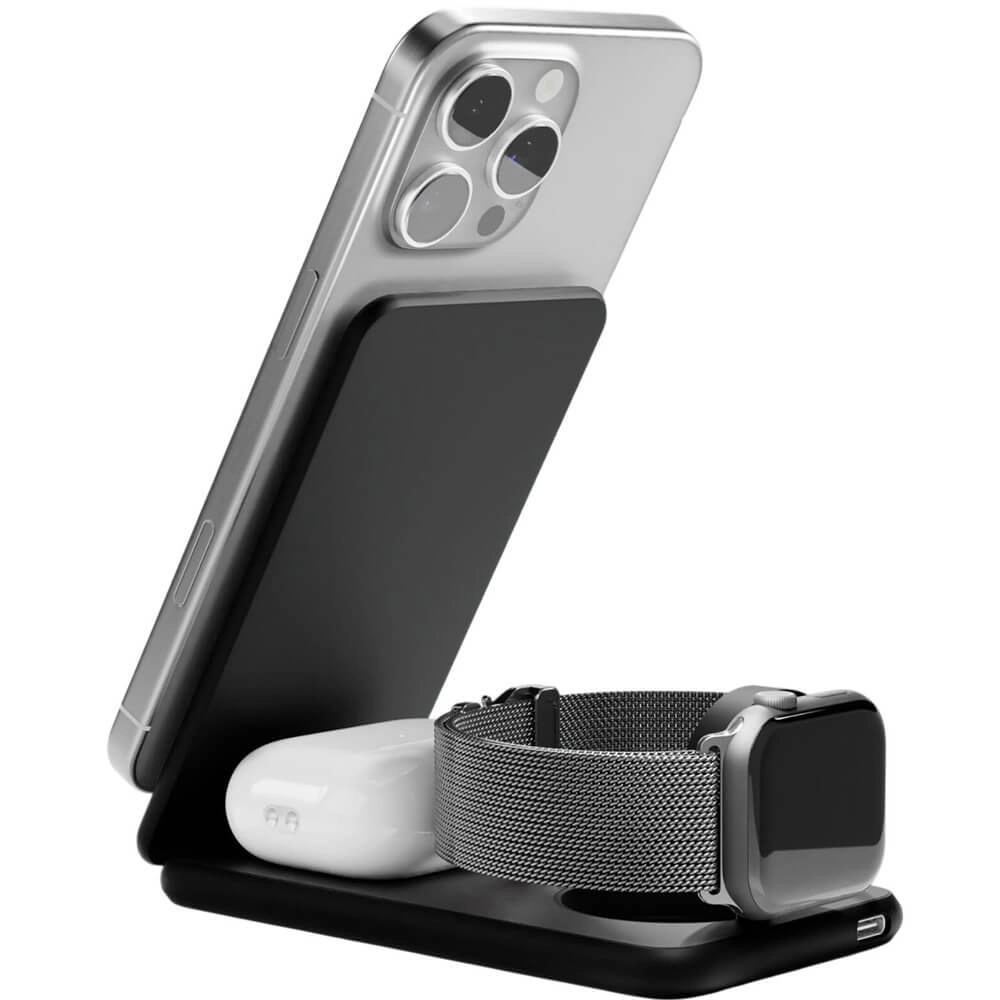 Беспроводное зарядное устройство VLP Alum Power Pro для Apple Черный титан