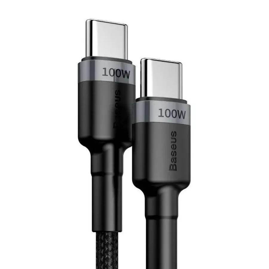 Кабель Baseus Cafule USB Type-C - Type-C 100 Вт, 2 м. черный-серый