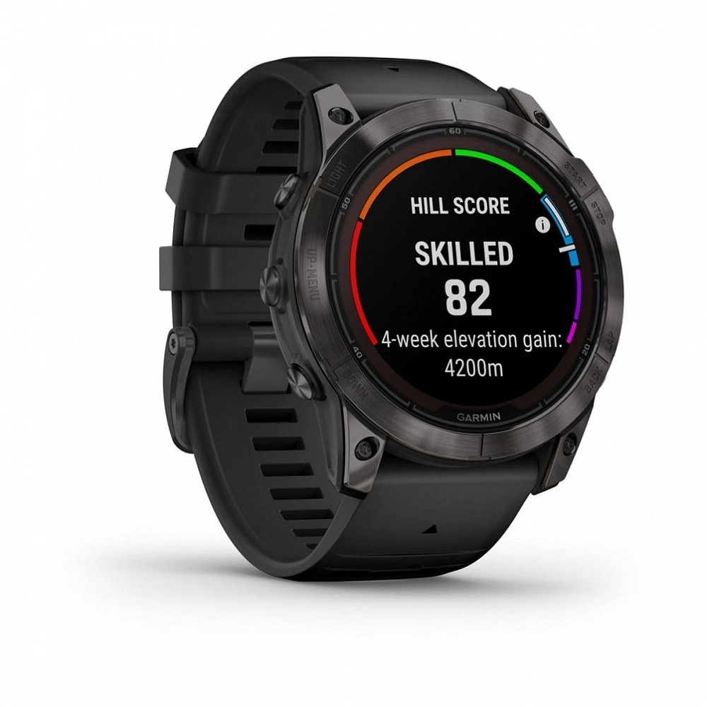 Смарт-часы Garmin Fenix 7X Pro Sapphire Solar Edition - 51 mm, Титановый, угольно-серый безель с DLC-покрытием, черный ремешок