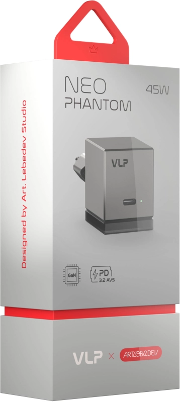 Сетевое зарядное устройство VLP NEO Phantom 45Вт, USB-С, PD  Серый
