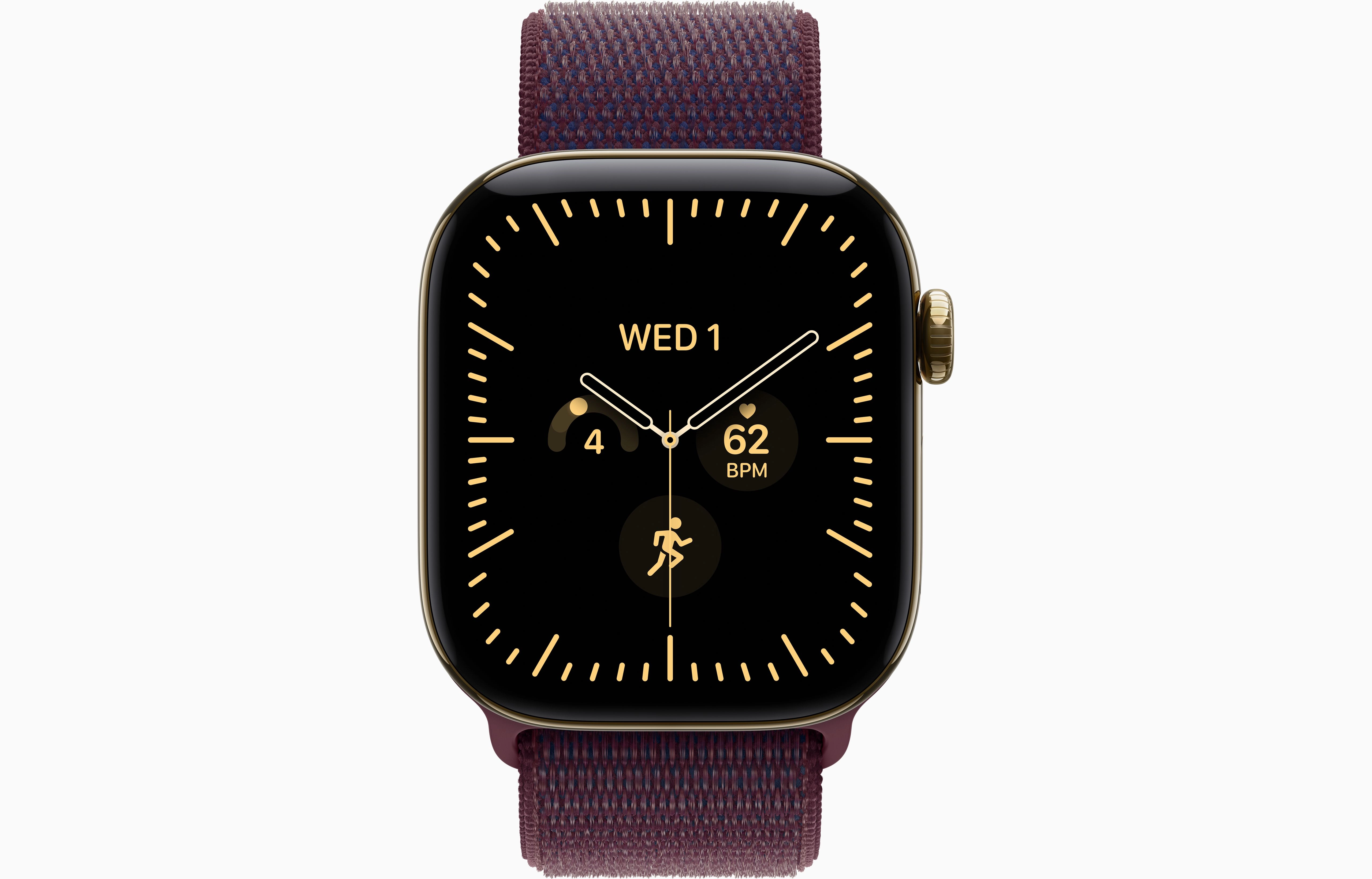 Смарт-часы Apple Watch Series 12, 42 мм, GPS + Cellular, Titanium Radiant Gold, Sport Loop Burgundy, One Size