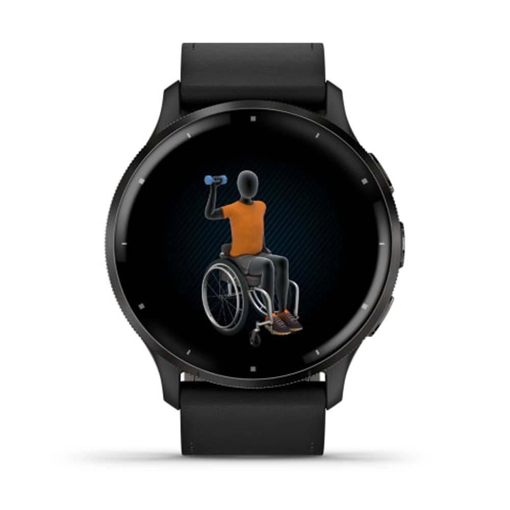 Смарт-часы Garmin Venu 3 - 45 mm, Черный, серый безель, серый кожаный ремешок