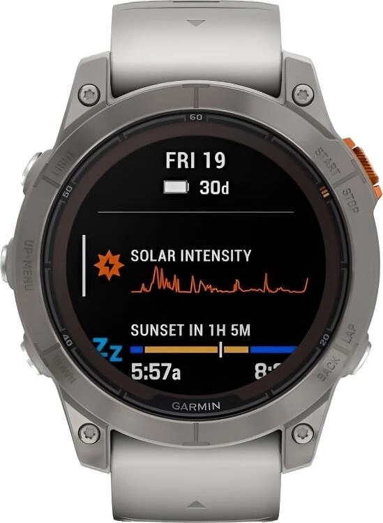Смарт-часы Garmin Fenix 7 Pro Sapphire Solar - 47 mm, Титановый серый, серо-оранжевый ремешок