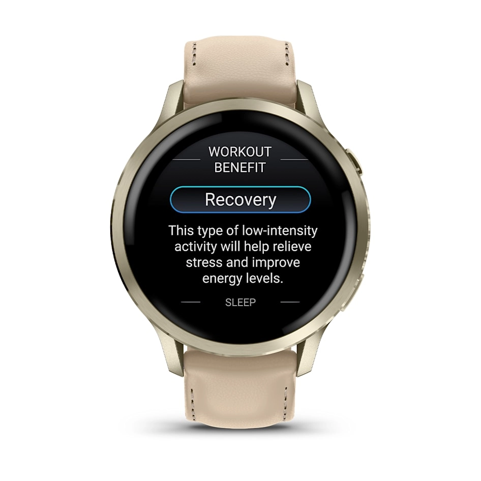 Смарт-часы Garmin Venu 4 - 41 mm, Лунно-золотистый, кожаный ремешок песочного цвета