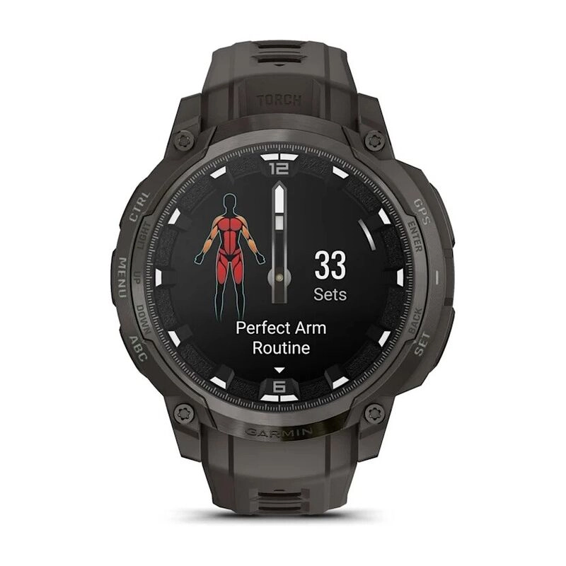 Смарт-часы Garmin Instinct Crossover Amoled - 46 mm, Светло-черный, силиконовый ремешок цвета древесного угля