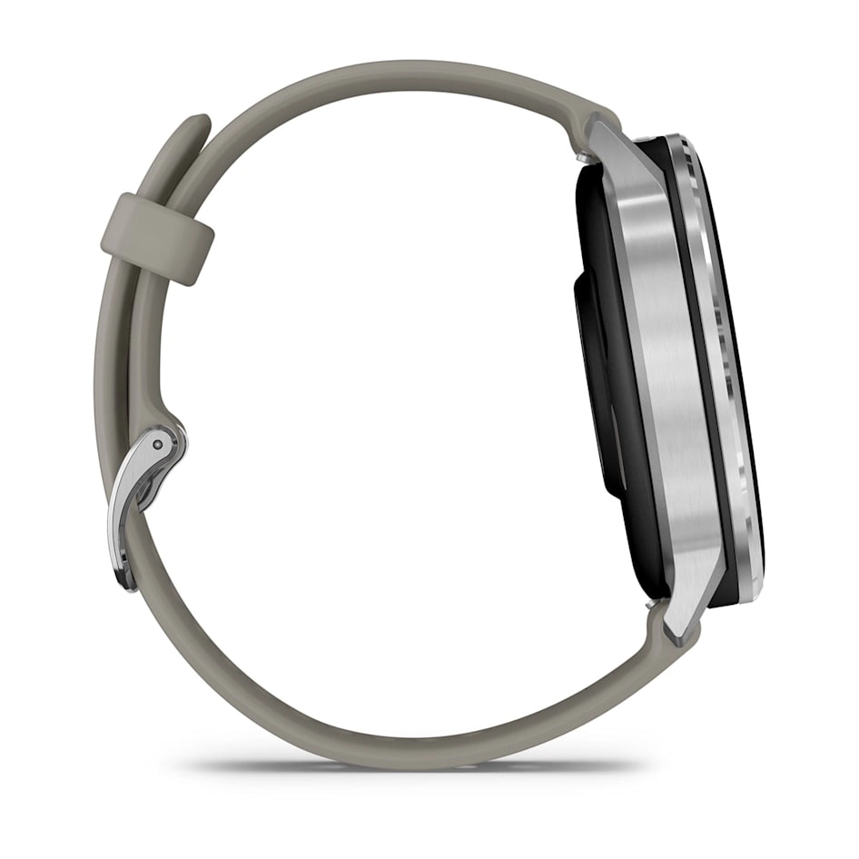 Смарт-часы Garmin Venu 4 - 45 mm, Серебристый, серый силиконовый ремешок