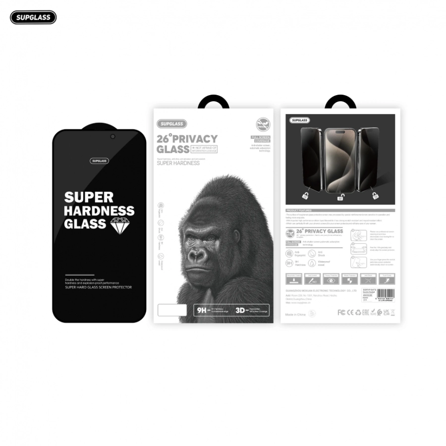 Защитное стекло SupGlass XG-12 Антишпион для iPhone 15 Pro Max