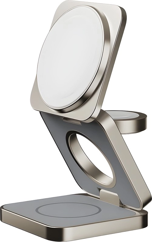 Беспроводная Зарядка MOMAX 3-in-1, Natural Titanium