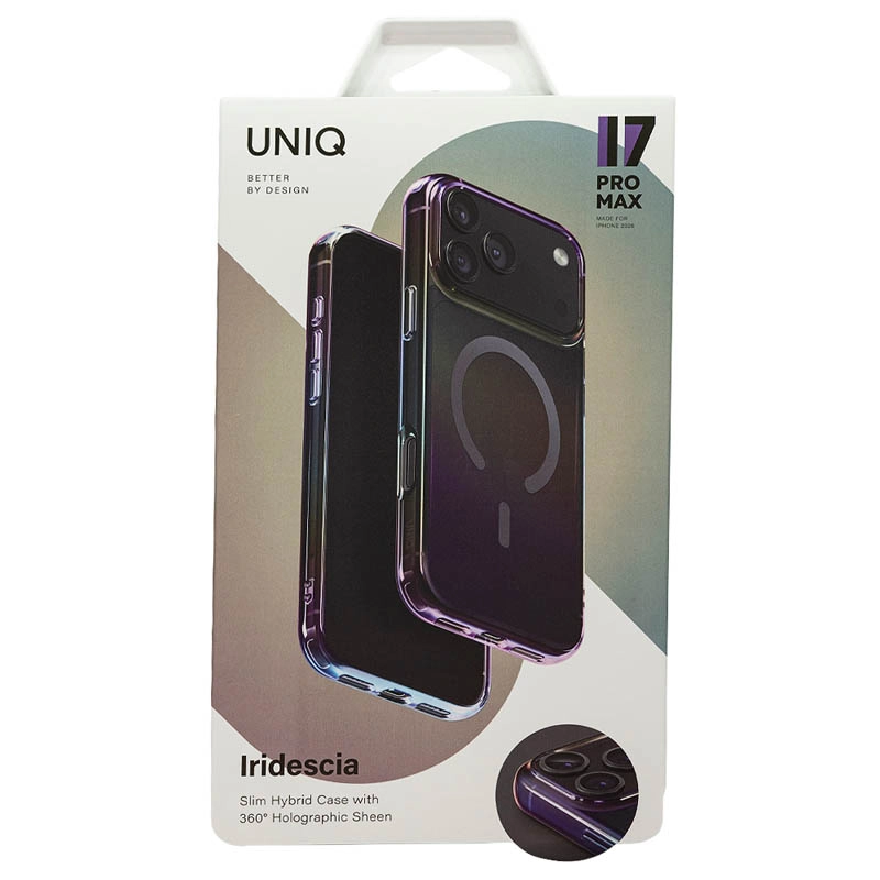 Чехол Uniq для iPhone 17 Pro Max Iridescia (holographic) (Magsafe), Прозрачный тёмный