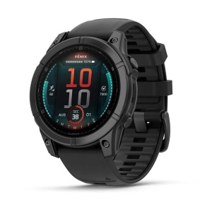 Смарт-часы Garmin Fenix E Amoled - 47 mm, Темно-серый с серым безелем | черный силиконовый ремешок
