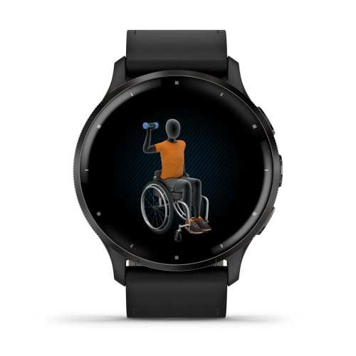 Смарт-часы Garmin Venu 3 - 45 mm, Черный, серый безель, серый кожаный ремешок