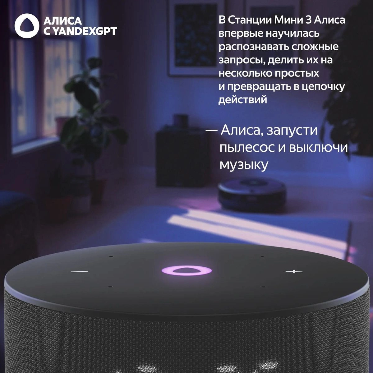 Яндекс Станция Мини 3 12 Вт, с YaaGPT, Черный