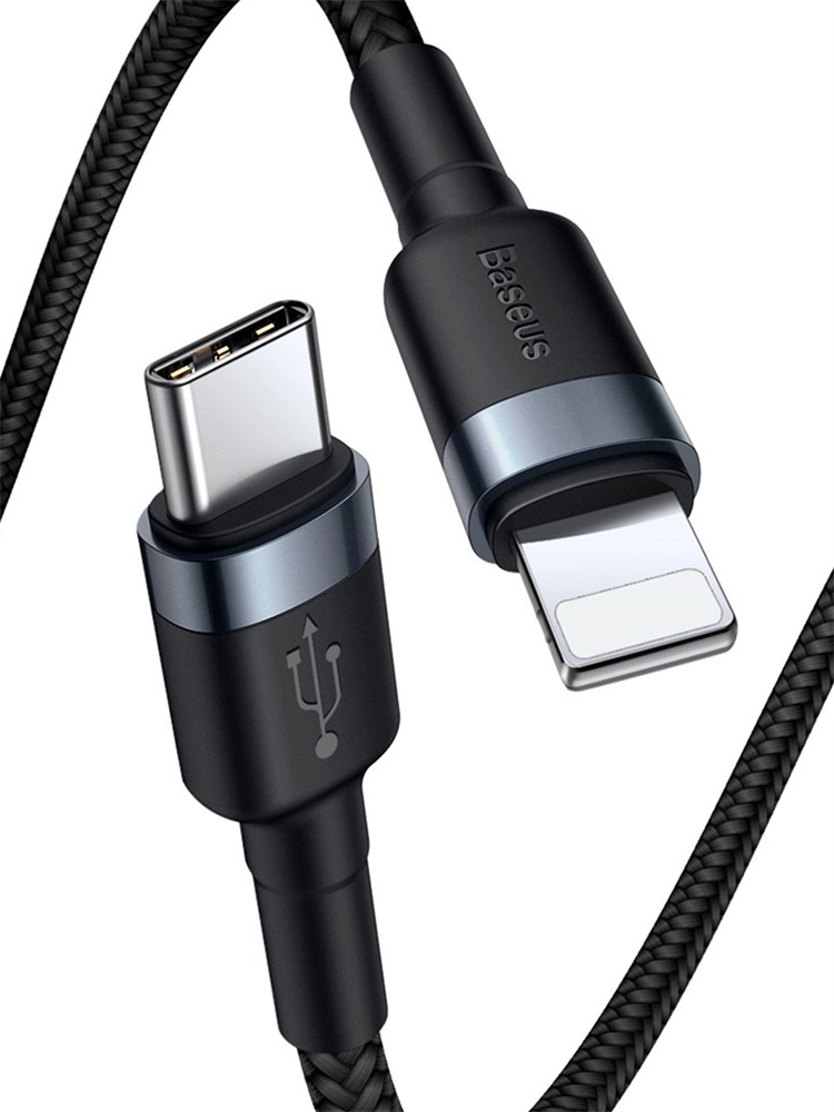 Кабель Baseus Cafule USB Type-C - Lightning 20 Вт, черный-серый