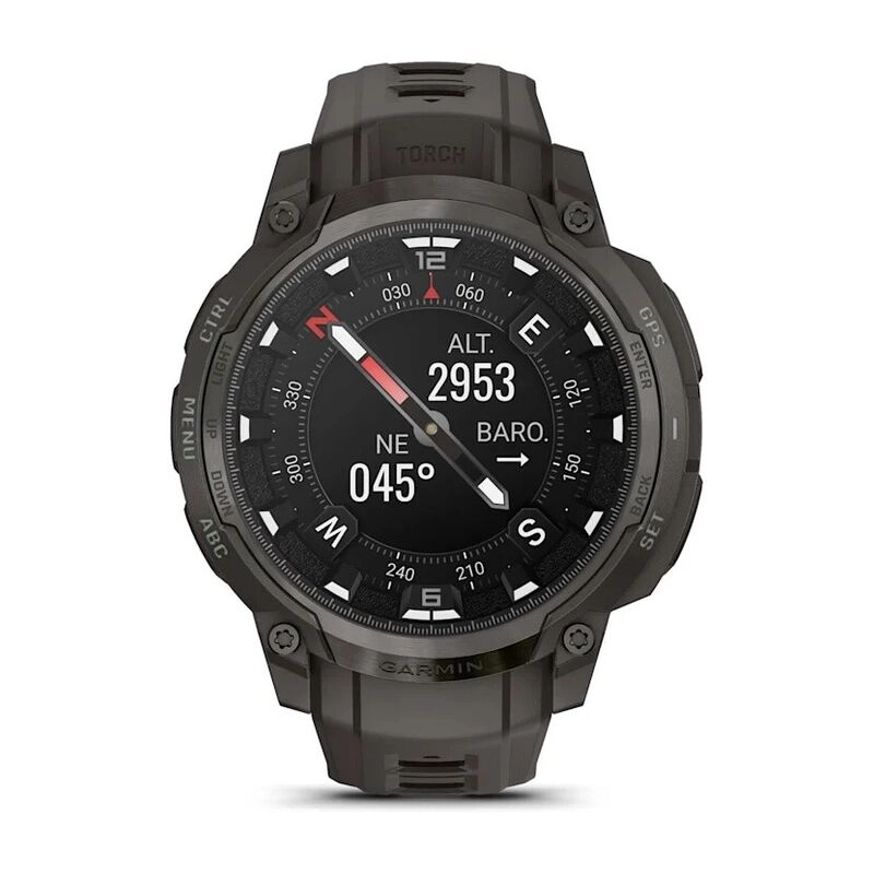 Смарт-часы Garmin Instinct Crossover Amoled - 46 mm, Светло-черный, силиконовый ремешок цвета древесного угля