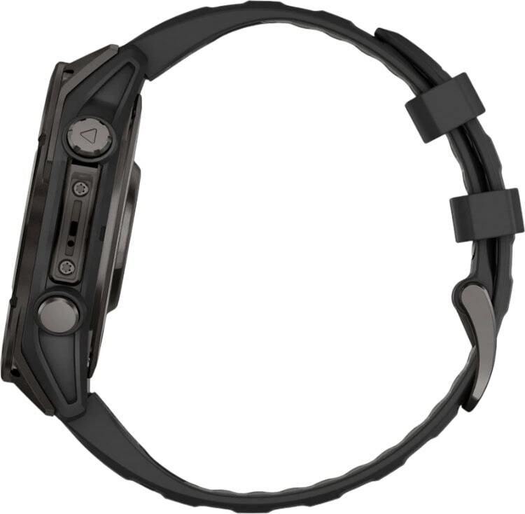 Смарт-часы Garmin Fenix 8 Amoled - 47 mm Sapphire, Угольно-серый с DLC-покрытием, пепельно-черный силиконовый ремешок