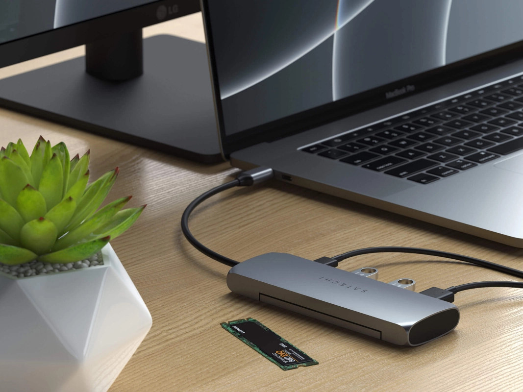 Адаптер Satechi USB-C Hybrid Multiport Adapter (with SSD Enclosure) Серый