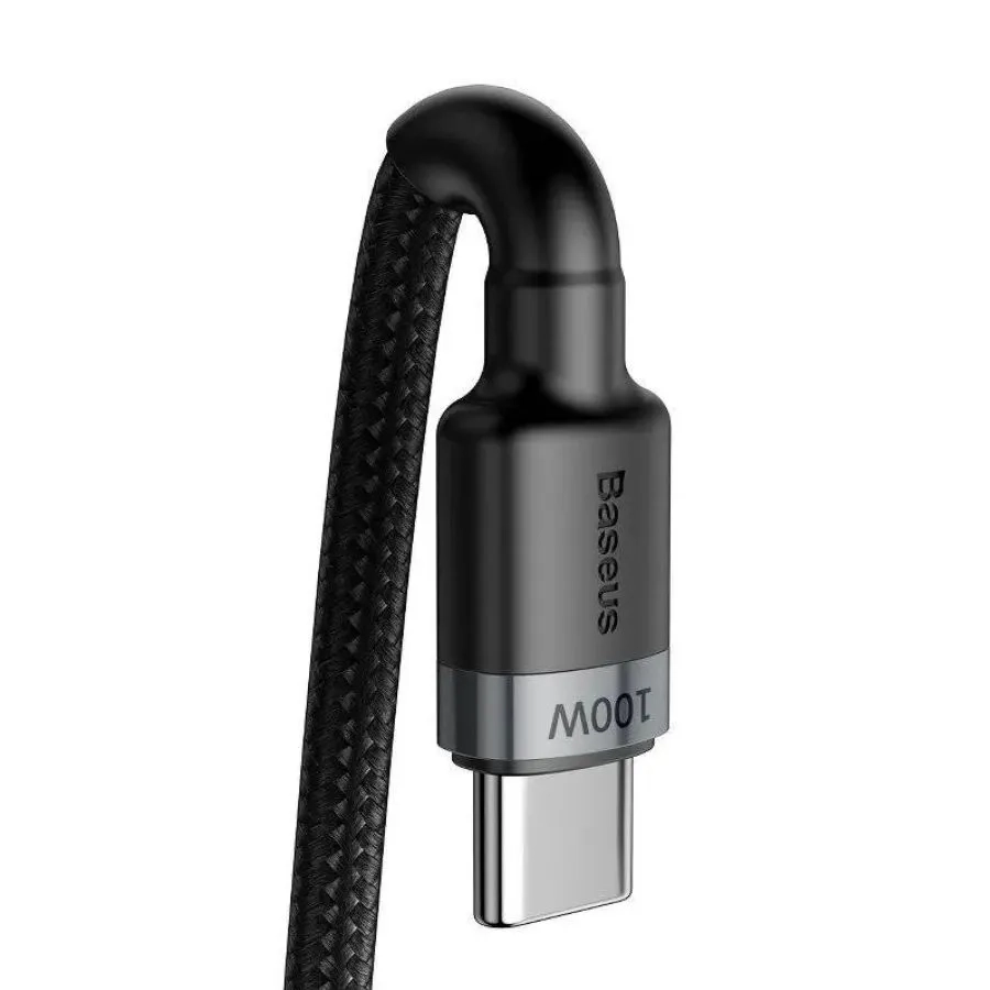 Кабель Baseus Cafule USB Type-C - Type-C 100 Вт, 2 м. черный-серый